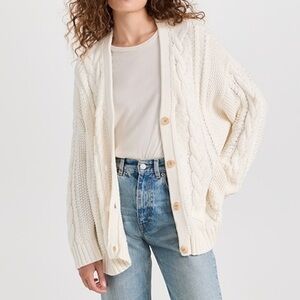 Jenni Kayne Cotton Cable Knit Cardigan Sweater - Ivory